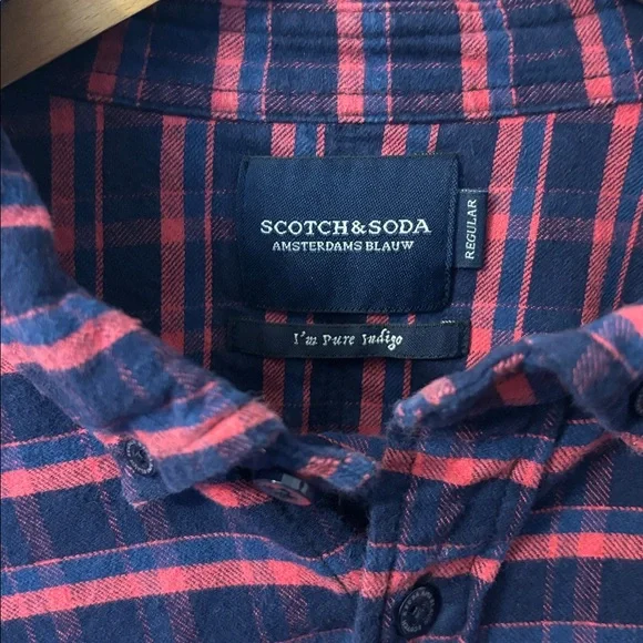 Scotch & Soda Navy and Red Plaid Shirt Size XXL - Picture 3 of 9